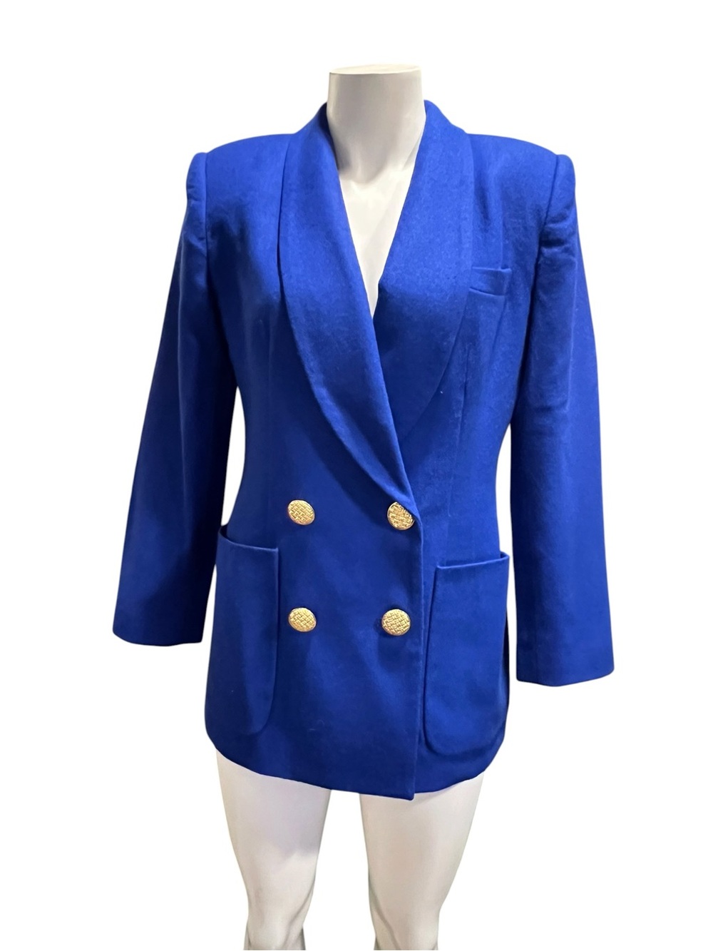 Oleg Cassini Royal Blue Double-Breasted Blazer with Gold Buttons